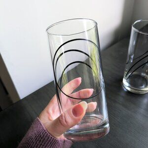 Set of 4 Corelle Simple Lines Drinking Juice Glasses (By Corning) Modernist